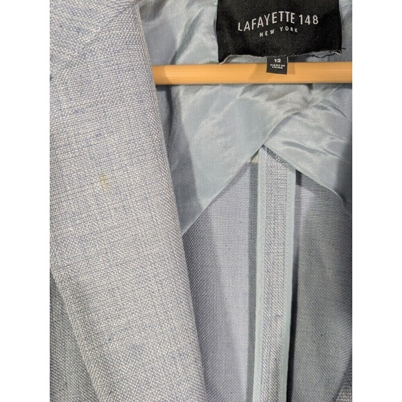 Lafayette 148 New York One Button Blazer Periwinkle Shimmer Viscose Blend Sz 12 - Picture 5 of 11